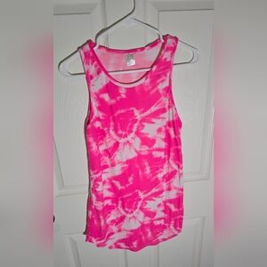 Womens buttery soft stretchy pink white tie Dye tank top Medium